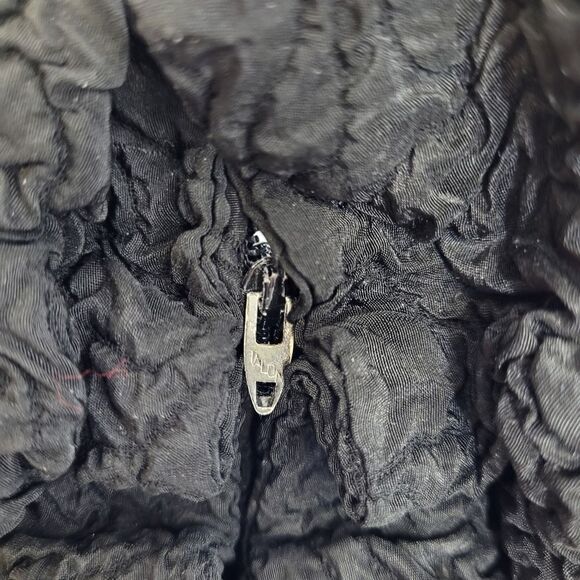 VINTAGE 80s black dress off‎ shoulder embossed gathered cocktail M - Picture 5 of 13